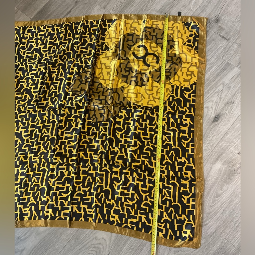 Mustard Geometric Pattern Silky Scarf - Picture 4 of 6